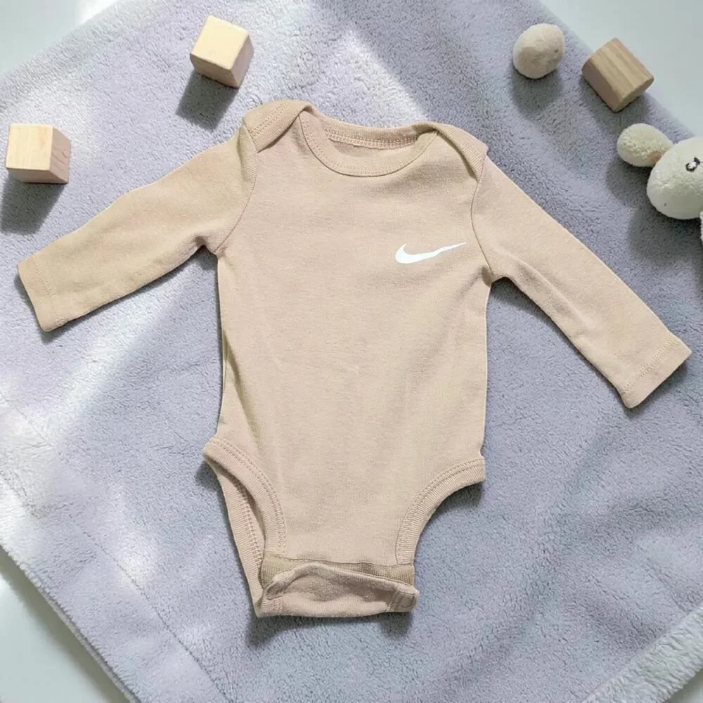 Nike Baby 3M Tan Long Sleeve Bodysuit, Neutral Beige Infant Onesie